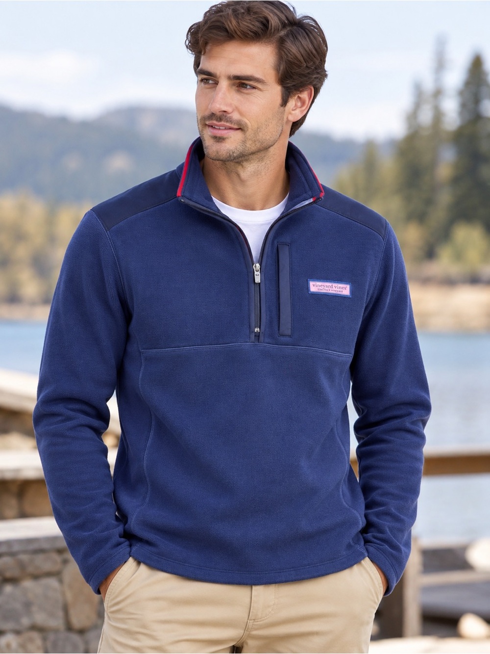 Vineyard Vines Men’s M Heavy Fleece Lined 1/4 Zip Pullover Navy Martha’s Vineyar
